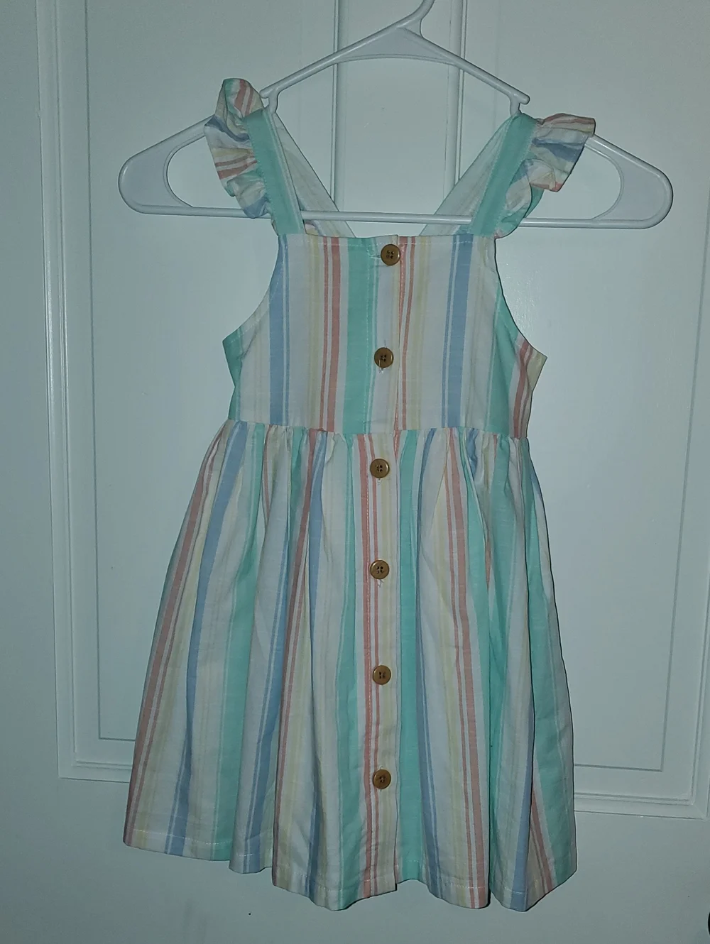 LITTLE ME Girls' Pastel Stripe Button-Front Sundress